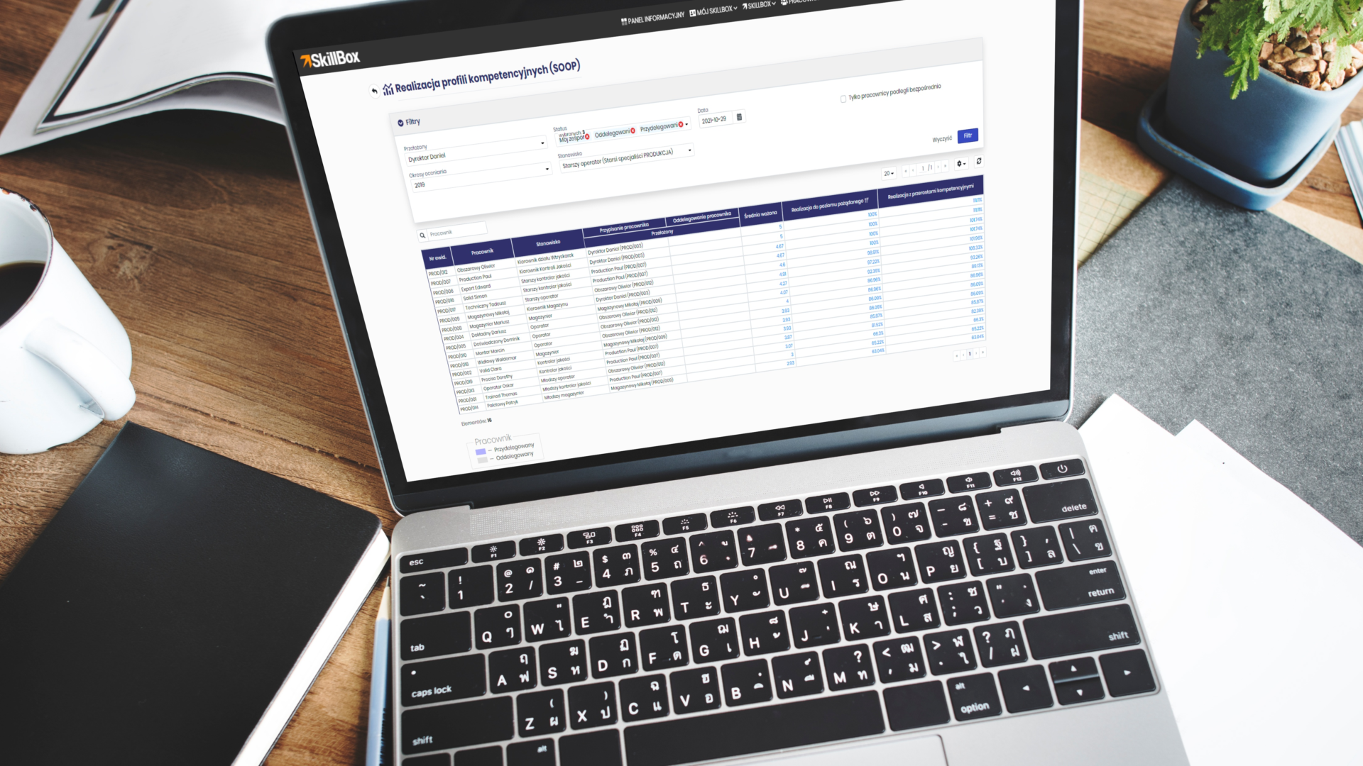 system matrycy kompetencji skillbox na ekranie laptopa